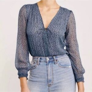 Abercrombie & Fitch Blue V Neck Bodysuit